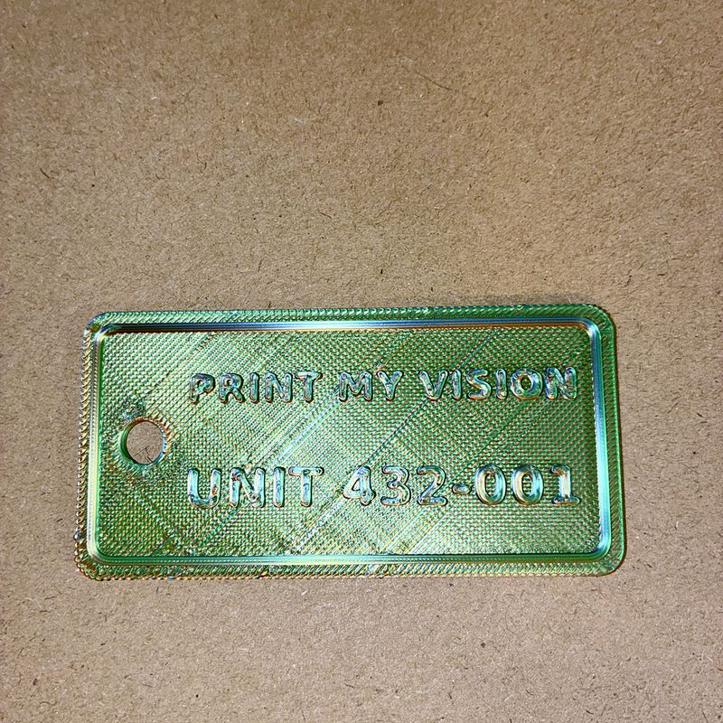 Heavy-duty 3D-printed equipment ID tags with raised lettering