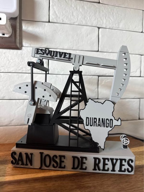 3D-printed oilfield pumpjack desk models