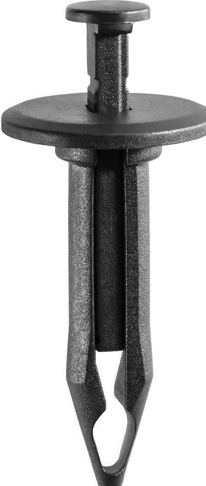 Black push-pin rivet retainer clip for truck bumpers and fender liners